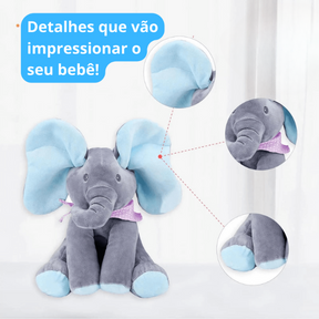 Elefante de Pelúcia Esconde-Esconde - Canta Música e Interage