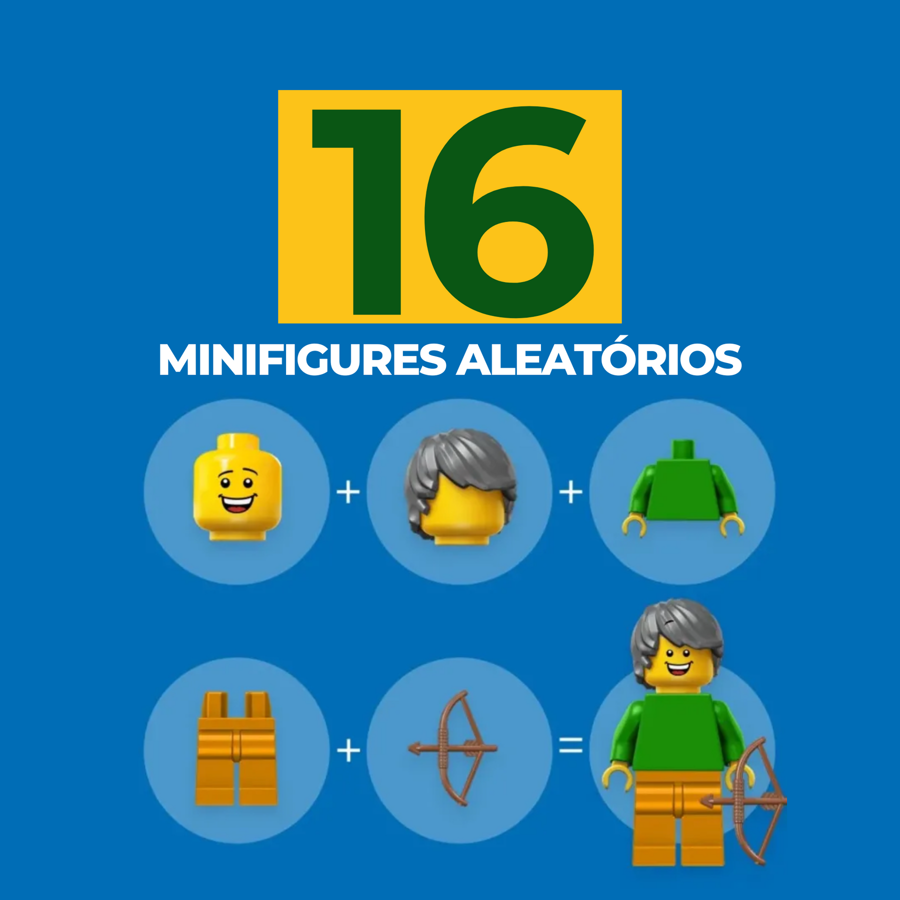 Crie Seu Próprio Minifigure – Peças Personalizáveis 16/40/72/128 Peças